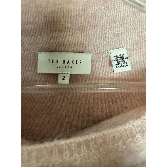 TED BAKER Larbow Statement Bow Sweater Pink Wool Knit Pullover Women's Size 6 Sm - Picture 3 of 8
